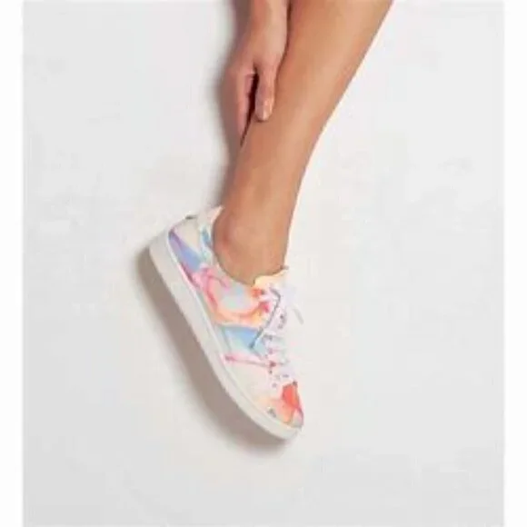 SCHUTZ Play Ofelia tie Dye Leather Lace Up Sneakers size 8 - Picture 2 of 3